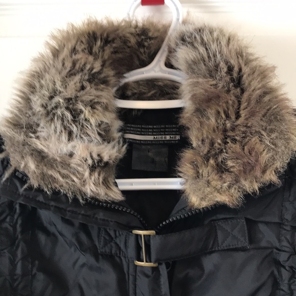Miss Me Black Faux Fur Bomber Jacket - Picture 4 of 4